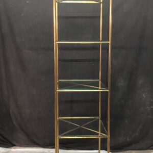 Gold book shelves with clear glass